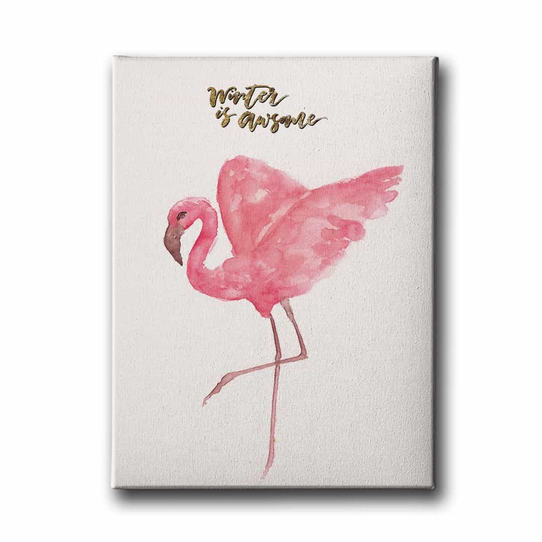 Flamingo Watercolor Canvas Tablo