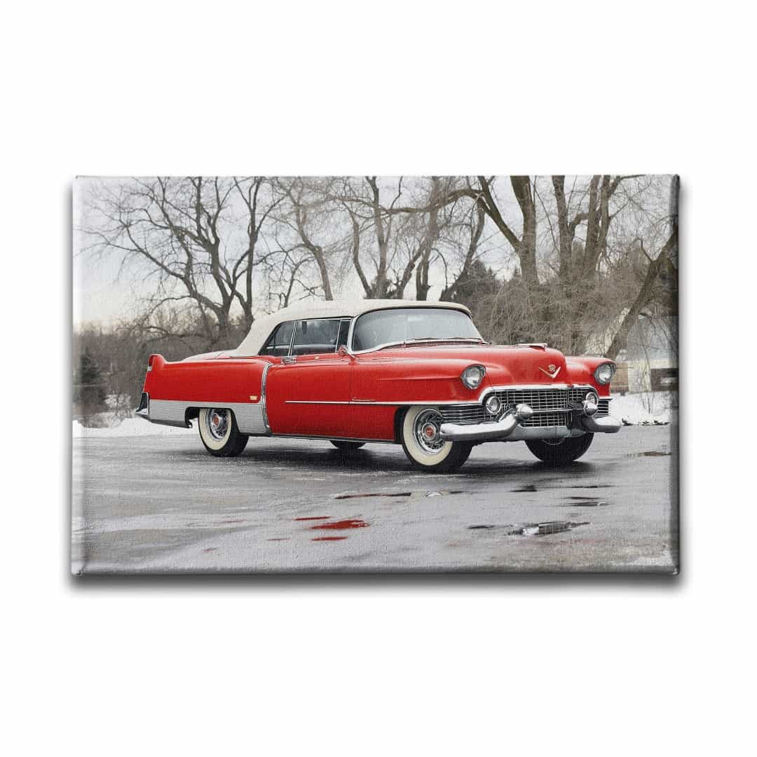 Klasik Kirmizi Araba Canvas Tablo