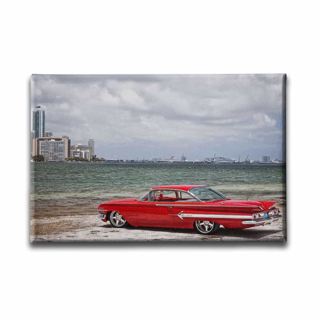 Klasik Kirmizi Araba Canvas Tablo