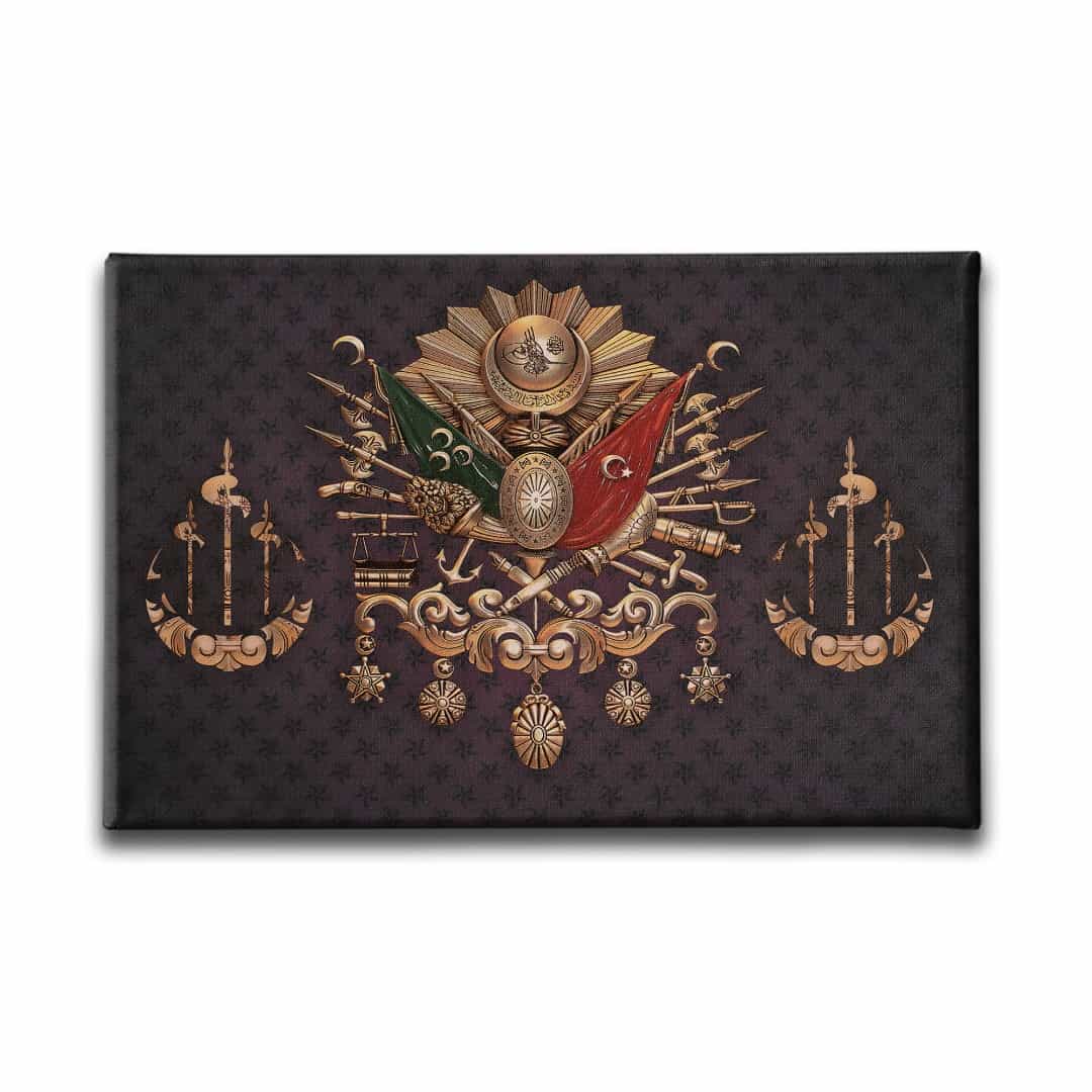 Zirhli Osmanli Devlet Armasi Kanvas Tablo