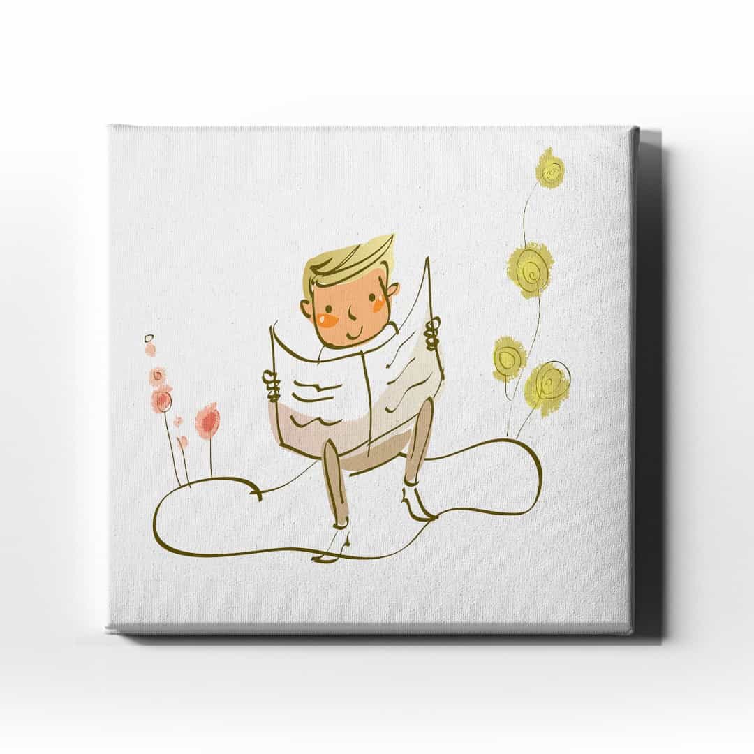Kitap Okuyan Cocuk Kanvas Tablo