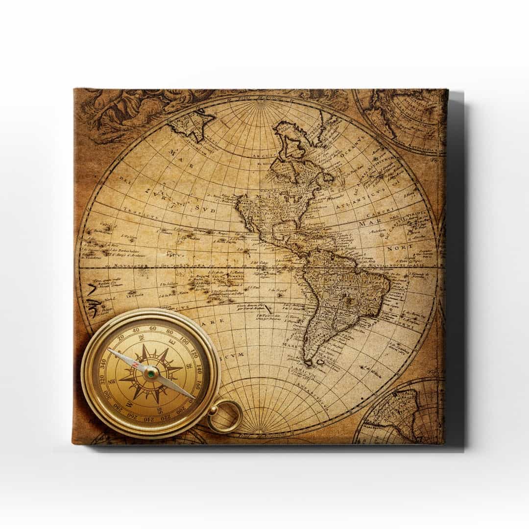 Eski Dunya Haritasi Canvas Tablo