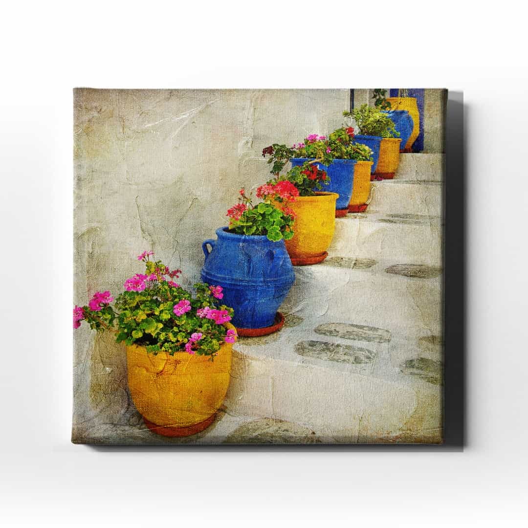 Merdiven - Cicek Kanvas Tablo