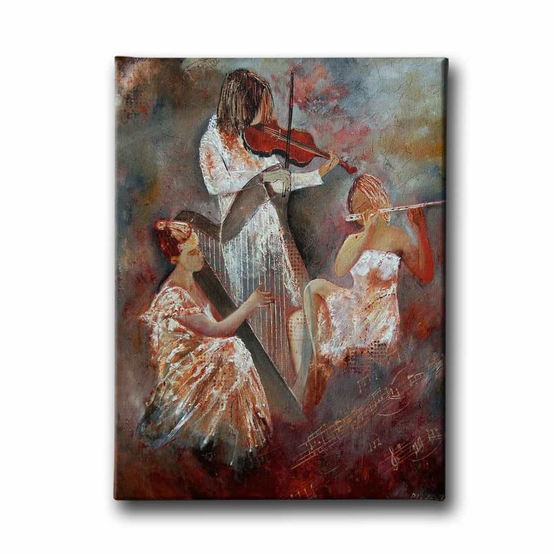 Enstruman Calan Kizlar Kanvas Tablo