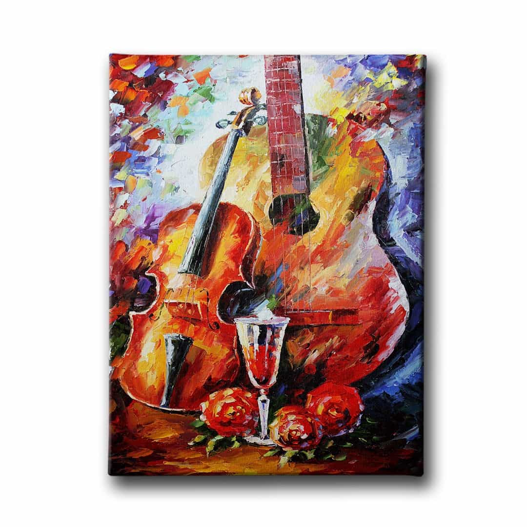 Gitar -cello Yagli Boya Kanvas Tablo
