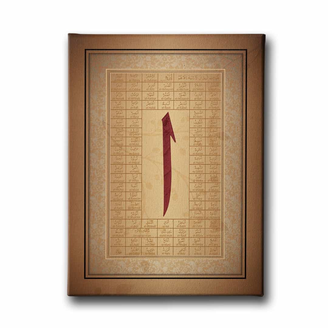 Esma-ul Husna Elifli Tablo