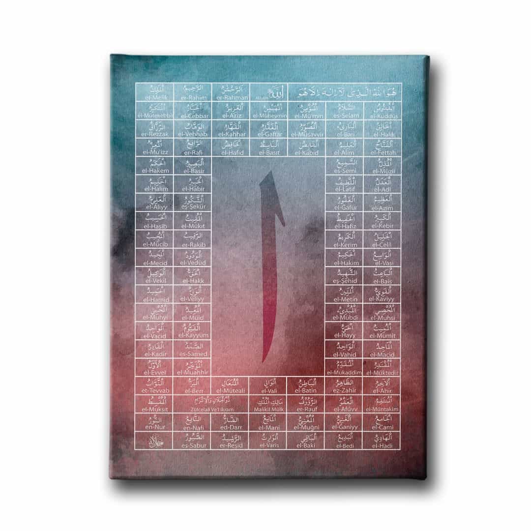 Esma-ul Husna Elifli Tablo