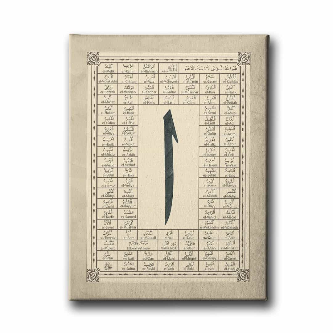 Esma-ul Husna Elifli Tablo