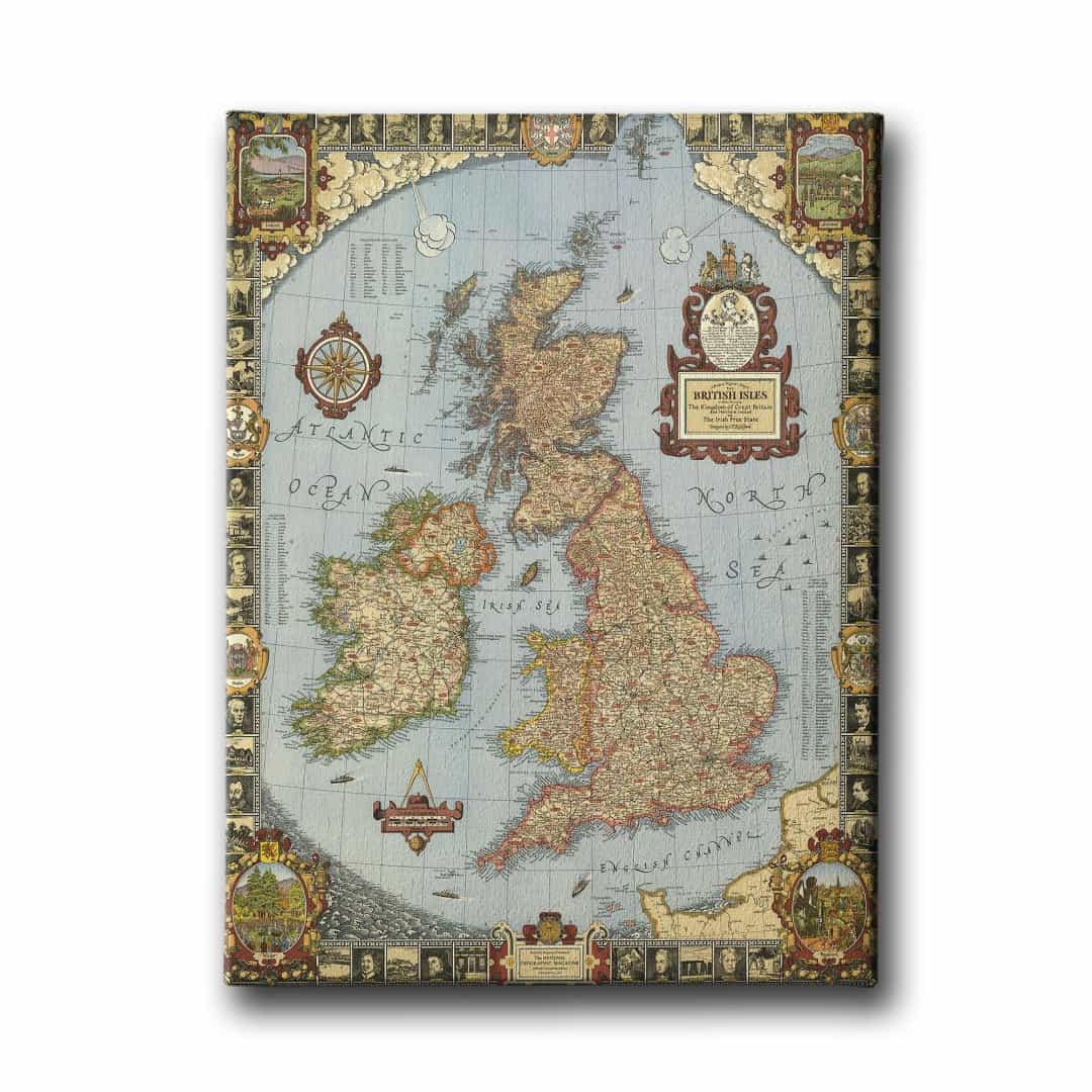 Biritanya Haritasi Canvas Tablo