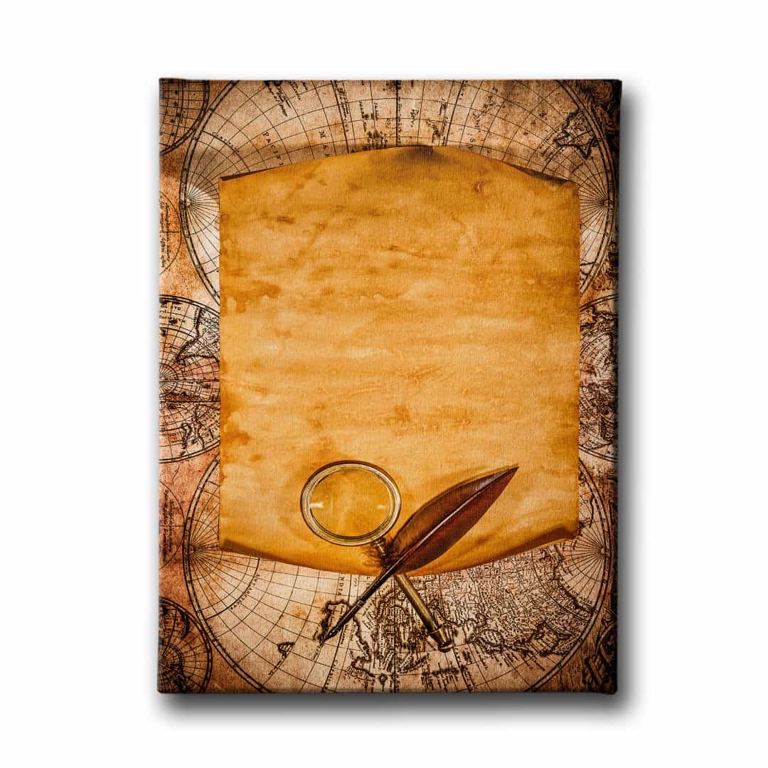 Papirus Gorunumlu Harita Canvas Tablo