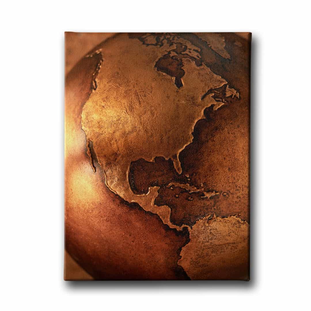 Kabartmali Dunya Haritasi Canvas Tablo