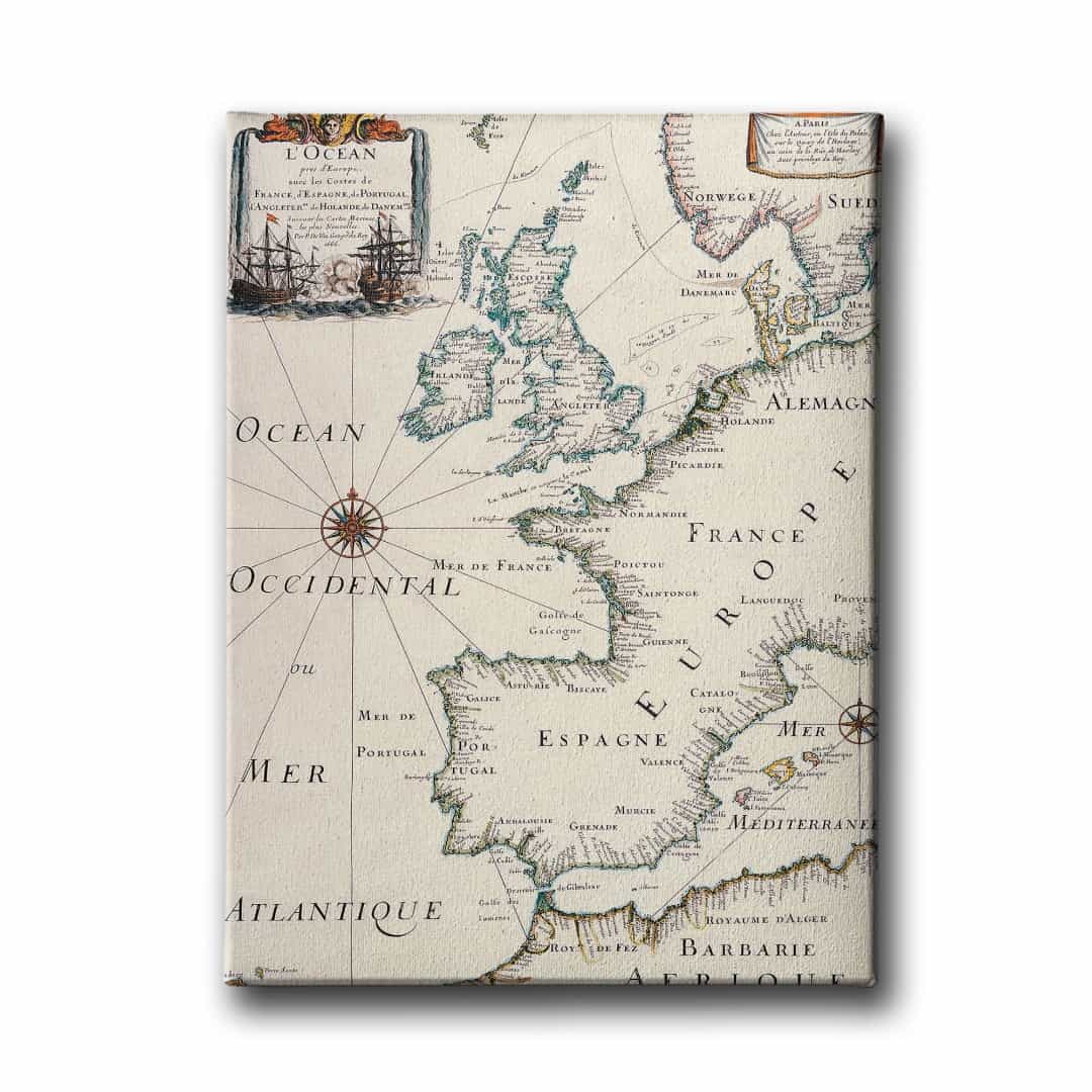 Eski Atlantik Haritasi Canvas Tablo