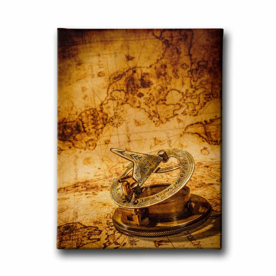 Usturlap Temali Vintage Harita Canvas Tablo