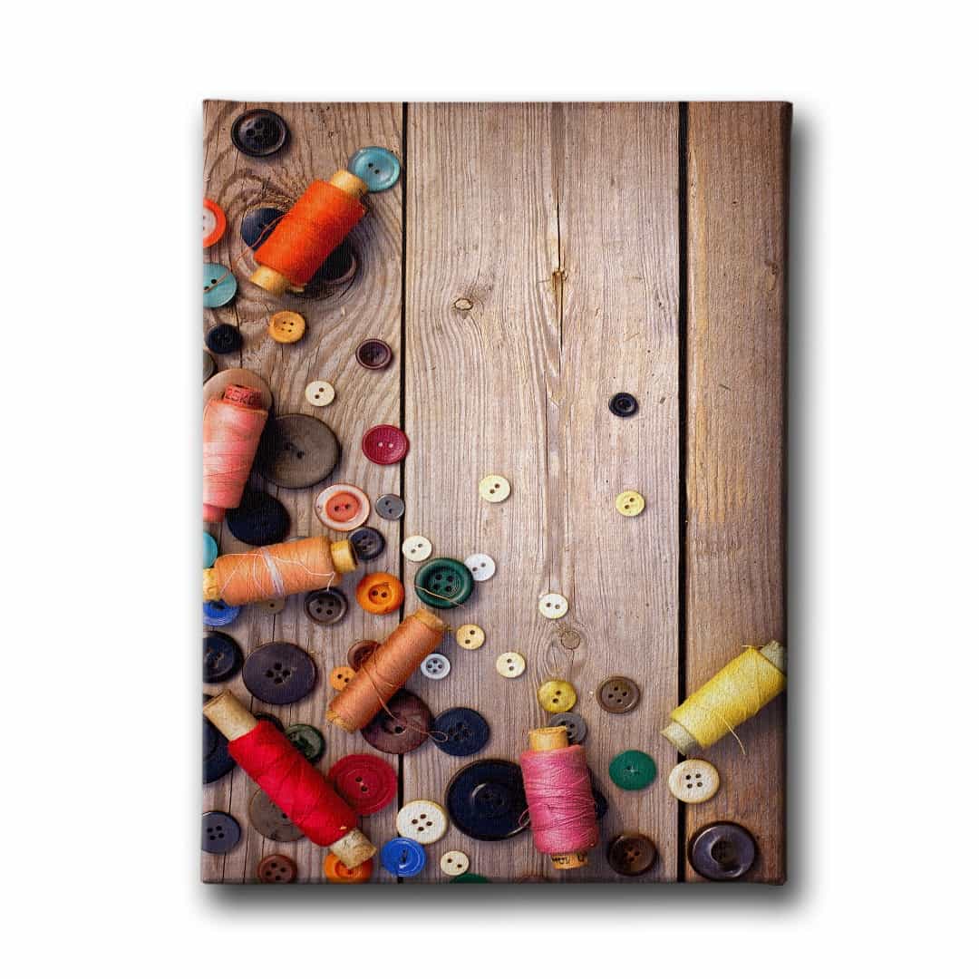 Dugme Ve Makaralar Canvas Tablo