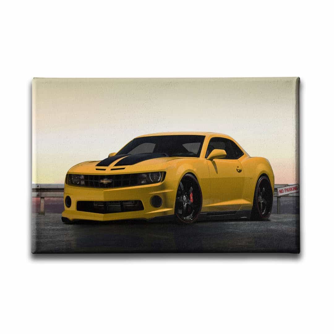 Sari Chevrolet Araba Canvas Tablo