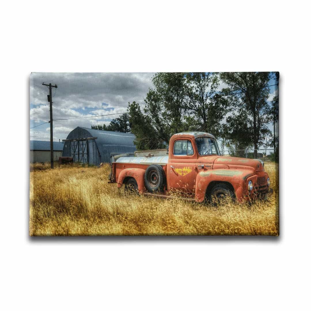 Klasik Kirmizi Chevrolet Kamyonet Canvas Tablo