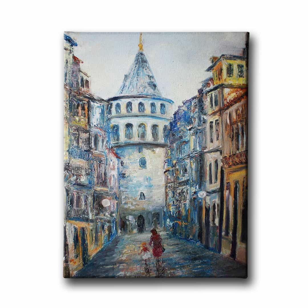 Galata Yagli Boya Kanvas Tablo