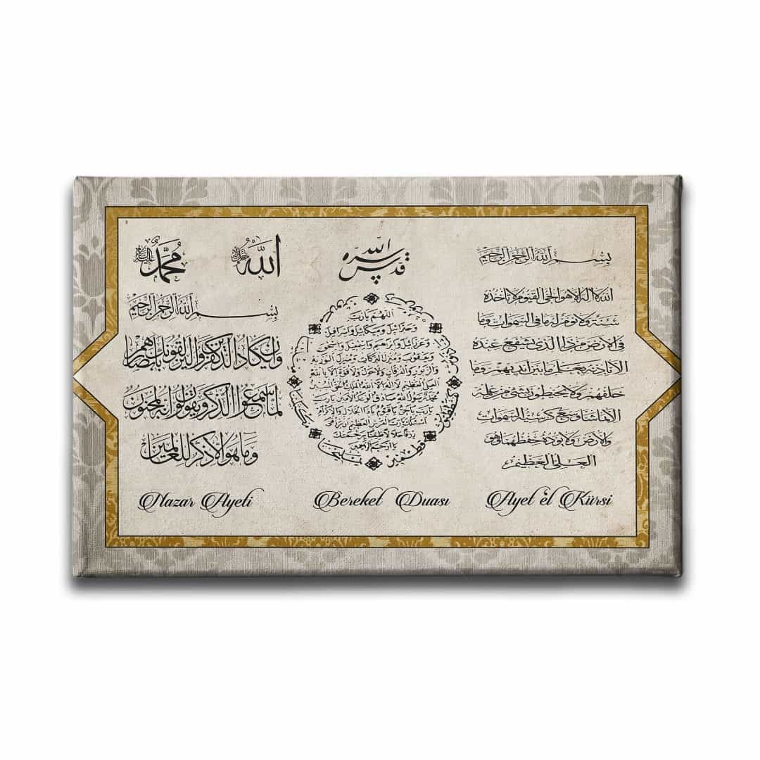 Nazar-bereket-ayet-el Kursi  3 Ayet  Ayetli Kanvas Tablo